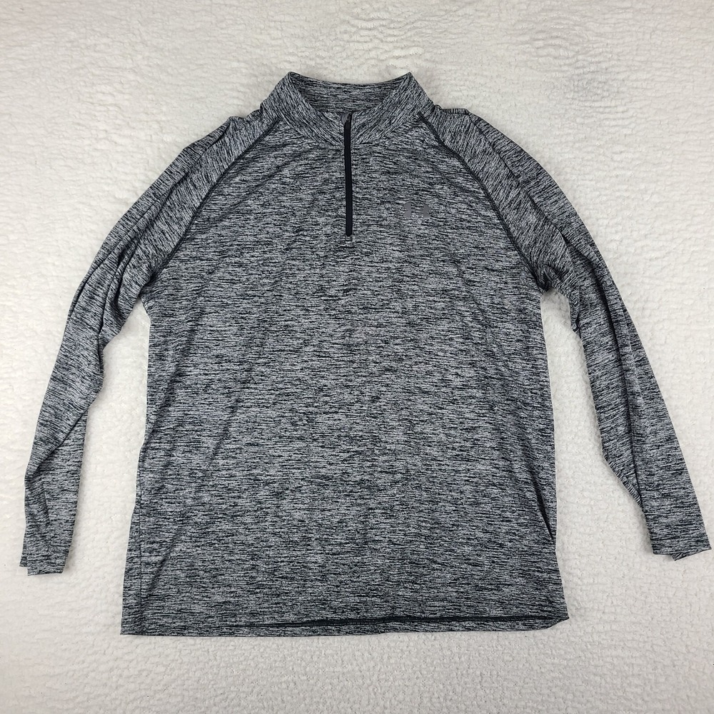 Under Armour Sweater‎ Mens XL Black Gray Quarter Zip Performance Loose Heatgear